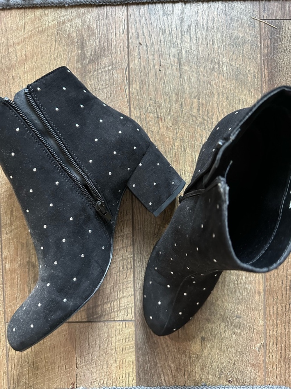 LOFT Black Suede Studded Ankle Booties